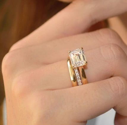 2pcs/set Fashionable Minimalist Step Design Gold-tone Stainless Steel  Couple Engagement Wedding Rings | SHEIN